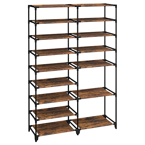 SONGMICS Shoe Rack Storage Organizer, with Adjustable Shelves, Shoe Shelf for Closet, Garage, Rustic Brown ULSR209X12