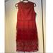 Zara Dresses | Nwot Zara Embroidered Midi Lace Crochet Sheath Red Dress Size L | Color: Red | Size: L