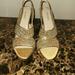 Nine West Shoes | 8.5 Nine West Platform Sandals In Gold W/ Gold Glitter | Color: Gold/White | Size: 8.5