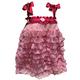 Sexy Women's Tiered Ruffle Mesh Layer Dress UK Size 6-14 Retro Deep Red with Baby Pink Pin up Baby Doll Dress