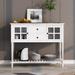 Farmhouse Wood/Glass Sideboard Console Table with Bottom Shelf