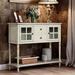 Farmhouse Wood/Glass Sideboard Console Table with Bottom Shelf