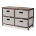 Jorah Modern Greywashed Wood Storage Unit with Four Fabric Baskets