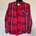 American Eagle Outfitters Tops | American Eagle Outfitters Vintage Boyfriend Blanket Plaid Button-Down Top | Color: Blue/Red | Size: Xs