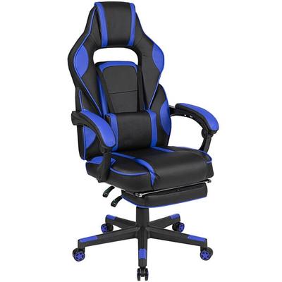 Flash Furniture CH-00288-BL-GG High-Back Fully Reclining Blue LeatherSoft Swivel Office Chair / Video Game Chair with Slide-Out Footrest