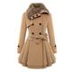 YMING Women's Winter Jacket with Hood Coat Double Breasted Jacket Warm Hoodie Jacket Khaki XL