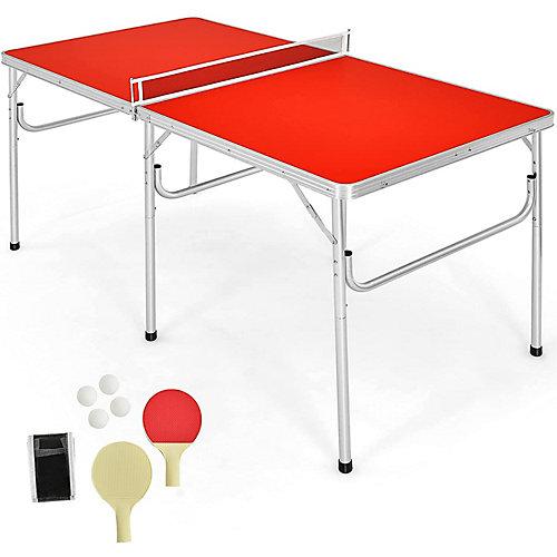 Tischtennisplatte mit Netz mit 2 Schläger & 4 Bälle rot