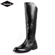 Bottes militaires longues noires en cuir souple pour hommes chaussures de travail formelles