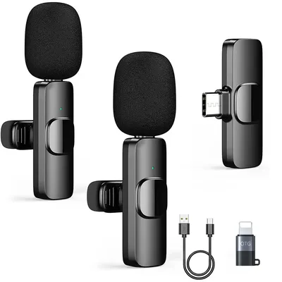 Microphone Lavalier sans fil portable mini micro statique audio et vidéo iPhone et Android