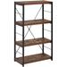 Four Tiered Metal Framed Wooden Bookshelf, Weathered Oak Brown and Black - 42.52 H x 11.02 W x 23.62 L Inches