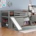 Low Loft Bed with Attached Bookcases and Separate 3-tier Drawers,Convertible Ladder and Slide,Twin