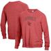 Men's Heathered Cardinal Catholic University Cardinals The Champ Tri-Blend Pullover Sweatshirt