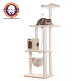 Real Wood 70" Ultra Thick Faux Fur Covered Cat Condo House by Armarkat in Beige