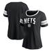 Women's Fanatics Branded Black/Heathered Gray Brooklyn Nets Block Party Striped Sleeve T-Shirt