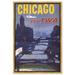 Cities & Skylines Chicago Fly TWA United States Cities By Oliver Gal Wall Art Advertisements Canvas in Blue/Red/Yellow | Wayfair