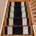 Black 0.39 x 8 W in Stair Treads - Purhome Custom Size Stair Treads Soft Navy Blue Meander Greek Key Design 26 Inches Width Handmade Customize Stair Tread Set Of 13 Synthetic Fiber | Wayfair