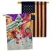 Ornament Collection Frosted Snowman 2-Sided Polyester 40 x 28 in. House Flag in Indigo/Pink/Yellow | 40 H x 28 W in | Wayfair