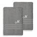 Lark Manor™ Alamanno Monogrammed 2 Piece 1 Turkish Cotton Bath Sheet Towel Set Terry Cloth/Turkish Cotton in Gray/White | Wayfair