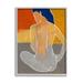 Stupell Industries Abstract Nude Figure Sitting Over Geometric Shape Collage by Liz Jardine - Painting on Canvas in Blue/Orange/Yellow | Wayfair