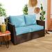 Sand & Stable™ Deep Horizon Indoor/Outdoor Sunbrella Loveseat Cushion Acrylic, Polyester in Blue | 5 H x 25 W x 25 D in | Wayfair