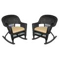 Red Barrel Studio® Raenesha Wicker Outdoor Rocking Chair in Blue/Black | 36 H x 33.5 W x 28.25 D in | Wayfair THPS2860 37979850