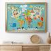 Zoomie Kids Children's World Map - Picture Frame Graphic Art on Canvas Canvas, Solid Wood in Black/Blue/Green | 22.5 H x 30.5 W x 1 D in | Wayfair