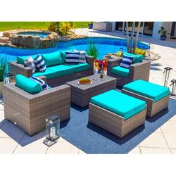 Latitude Run® Sorrento 6 Piece L Outdoor Patio Conversation Sofa Lounge Set in Synthetic Wicker/All - Weather Wicker/Wicker/Rattan in Gray | Wayfair