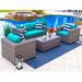 Wade Logan® Aleyza Wicker/Rattan 4 - Person Seating Group w/ Sunbrella Cushions Synthetic Wicker/All - Weather Wicker/Wicker/Rattan in Gray | Outdoor Furniture | Wayfair