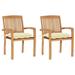 Red Barrel Studio® Solid Wood Teak Patio Chairs w/ Cushions Seat Wood in Brown/White | 35.43 H x 22.05 W x 22.6 D in | Wayfair