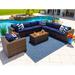 Latitude Run® Tuscany Wicker/Rattan 7 - Person Seating Group w/ Cushions Synthetic Wicker/All - Weather Wicker/Wicker/Rattan in Blue | Outdoor Furniture | Wayfair