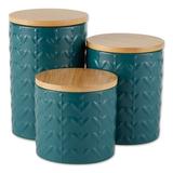 Latitude Run® Ceramic 3 Piece Kitchen Canister Set Ceramic in Green/Blue | 7 H x 3.9 W x 3.9 D in | Wayfair 98AF16FF256B4B39824F38AD0D45E950