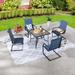 Winston Porter Blagica Square 4 - Person 35.4" Long Outdoor Dining Set Plastic/Metal in Blue | 28.7 H x 35.4 W x 35.4 D in | Wayfair