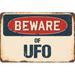 SignMission Beware of UFO Sign Plastic in Blue/Brown/Red | 8 H x 12 W x 0.1 D in | Wayfair Z-812-BW-UFO