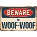 SignMission Beware of Woof-Woof Sign Plastic in Blue/Brown/Red | 8 H x 12 W x 0.1 D in | Wayfair Z-D-8-BW-Woof-Woof