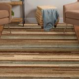Blue/Brown 84 x 0.39 in Area Rug - Union Rustic Contemporary Stripes Abstract Lines Indoor Area Rug or Runner | 84 W x 0.39 D in | Wayfair