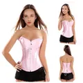 Femme Corset Top Overbust Lingerie Burlesque Sexy Satin Body Shaper Taille Cincher Slim Lace Up