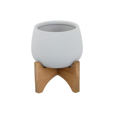 4.8" Soft-Touch Round Ceramic W/ Wood Stand