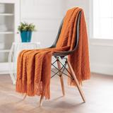 Chanasya Textured Boho Knit Throw Blanket With Tassels