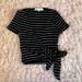 Urban Outfitters Tops | Black And White Striped Wrap Crop Top | Color: Black/White | Size: S