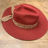Anthropologie Accessories | Anthropologie Wyeth Stuff Hat Burgundy Trimmed New | Color: Brown | Size: Os