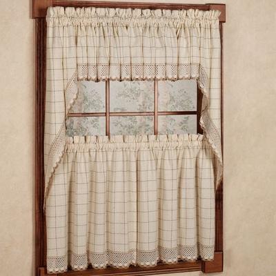 Adirondack Tier and Valance Set, 60 x 36, White/Gray