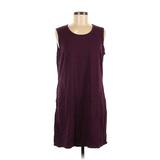 32 Degrees Casual Dress - Shift Scoop Neck Sleeveless: Burgundy Print Dresses - Women's Size Medium