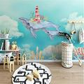 MUMUWUSG Non-Woven Mural Panoramic 3D Wallpaper Photo of Color Flower Animal Whale Living Room Bedroom Tv Background Wall Hd Printing Custom Tapestry Photo Poster Wall 300X210Cm