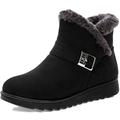 Vunavueya Womens Winter Warm Snow Boots Ladies Slip On Fur Lined Ankle Booties Outdoor Flat Walking Shoes Black -C Size 7 UK_260