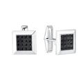 JO WISDOM Cufflinks for Men,925 Sterling Silver Square Cuff Links with 3A Cubic Zirconia Black Spinel