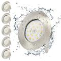 Wondlumi LED Recessed Ceiling Lights, Ultra Thin 5W Spot Lights for Ceiling, IP44 Downlights Spotlights Brushed Chrome 240V Warm White for Bathroom Kitchen, Pack of 6