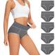 POKARLA Women's High Waisted Cotton Underwear Soft Breathable Panties Stretch Briefs Regular & Plus Size 5-Pack, Grey-5pack, S