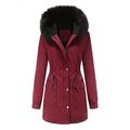 Womens Coat Warm Winter Long Jacket Hooded Overcoat Peacoat Long Puffer Coats Down Parka with Fake fur Hood