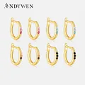 ANDYWEN-Créoles de niveau trois documents en argent regardé 925 boucles pendantes piercing