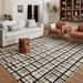 White 138 x 102 x 0.38 in Area Rug - Chris Loves Julia x Loloi Polly Checkered Hand Tufted Jute/Sisal/Wool Black/Ivory Area Rug Wool/Jute & Sisal | Wayfair